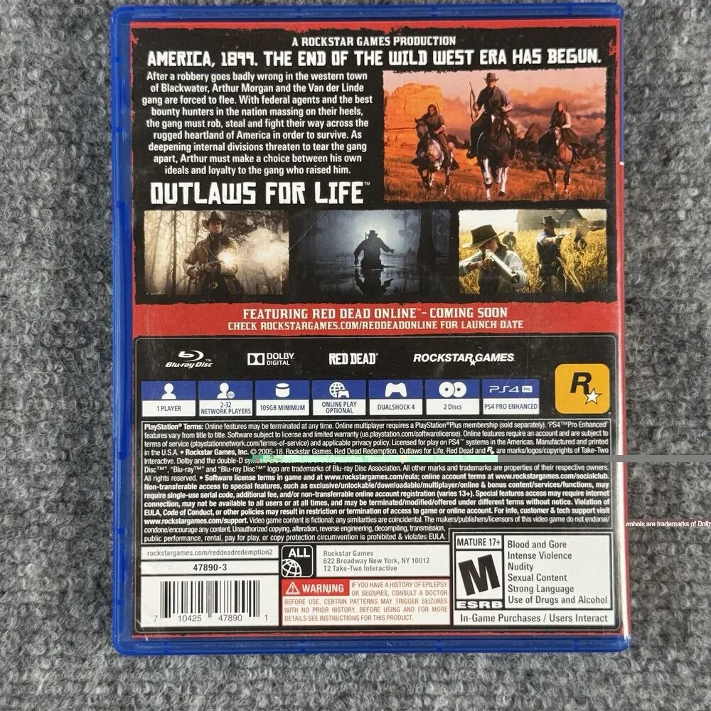 Red Dead Redemption 2 PS4 Complete With Map Rockstar Open World Western Game